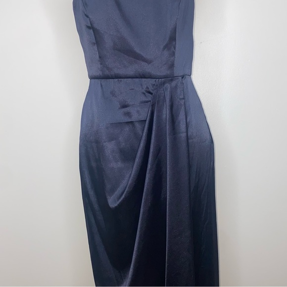After Six NWT halter charmeuse midi bridesmaid dress size 8 midnight - Picture 9 of 13